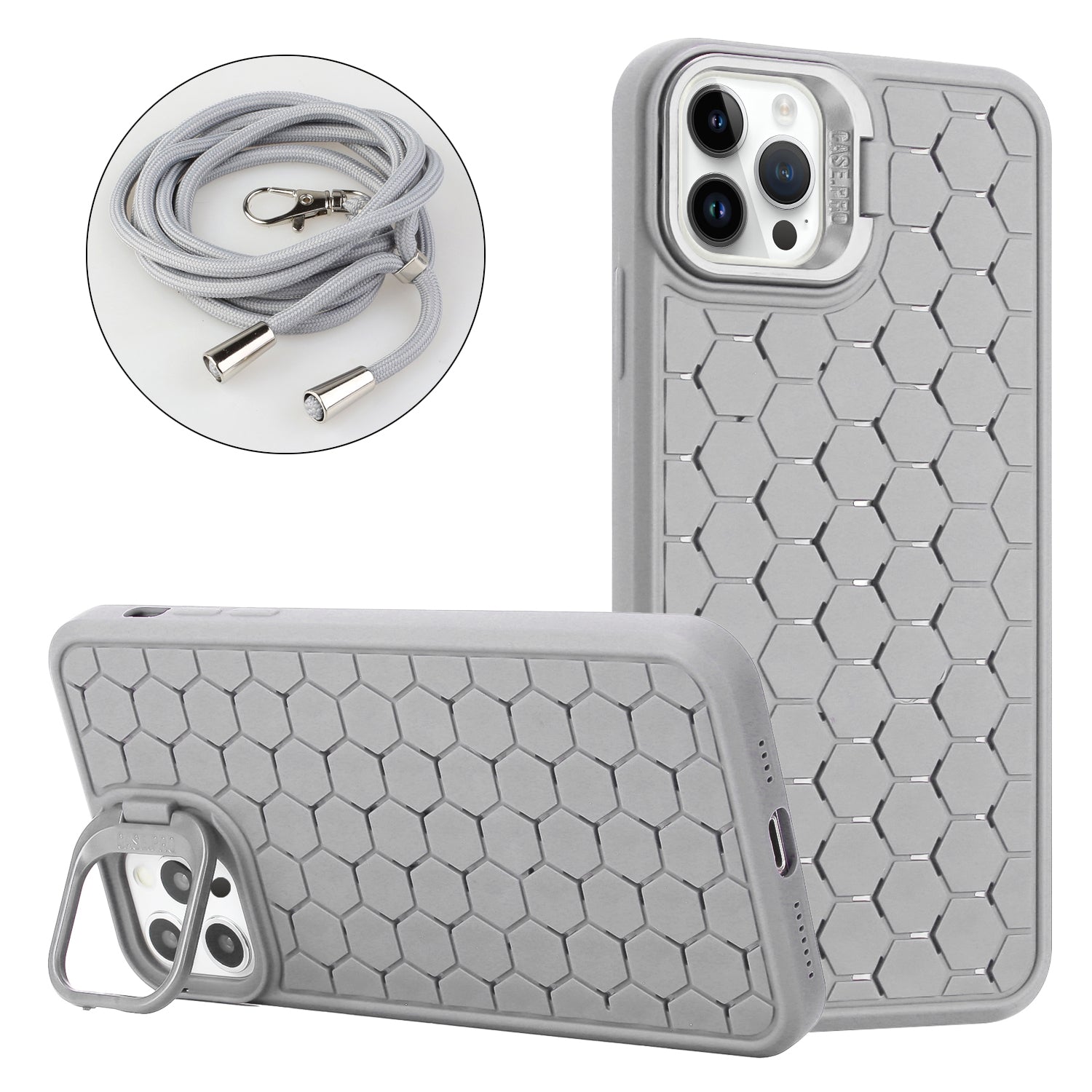 For iPhone 15 Pro Heat Dissipation Case Lens Kickstand TPU Phone Cover with Adjustable Strap For iPhone 15 Pro Heat Dissipation Case Lens Kickstand TPU Phone Cover with Adjustable Strap